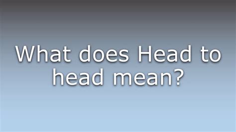 what does head to head mean in betting